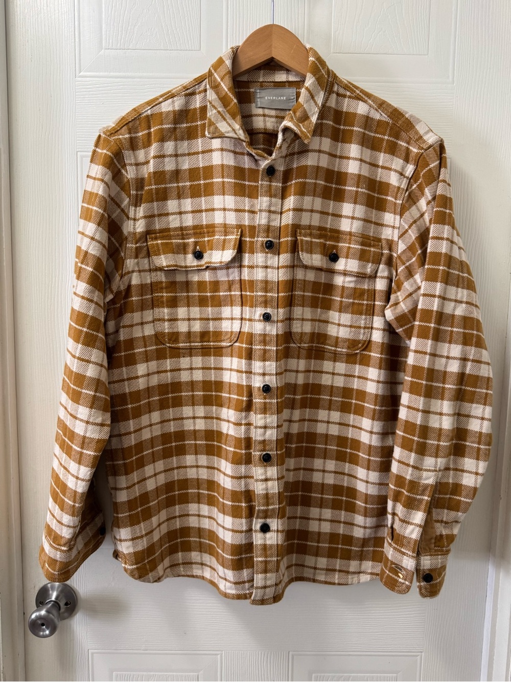Everlane Mustard and White Plaid Shirt Jacket